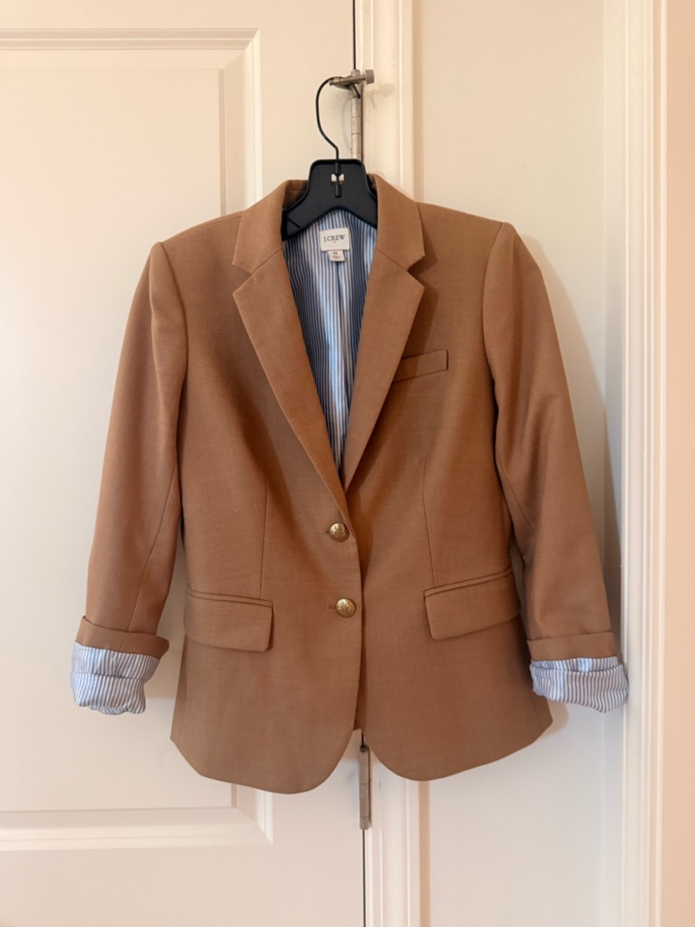 J. Crew Camel Brown Blazer with Gold Buttons